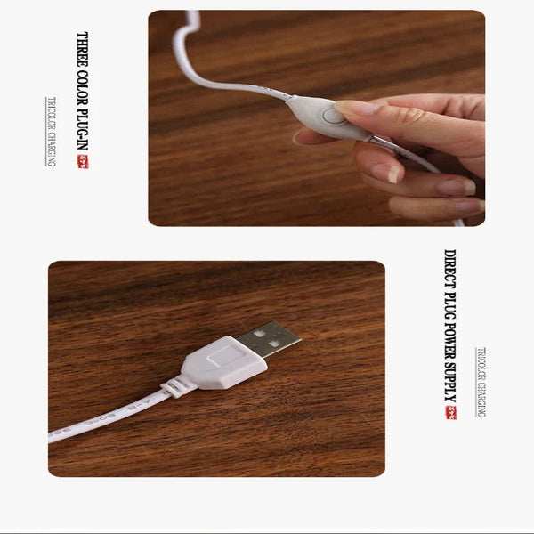 Green Blue Led Glass Night Light With Mountain Design Usb Rechargeable Night Lights