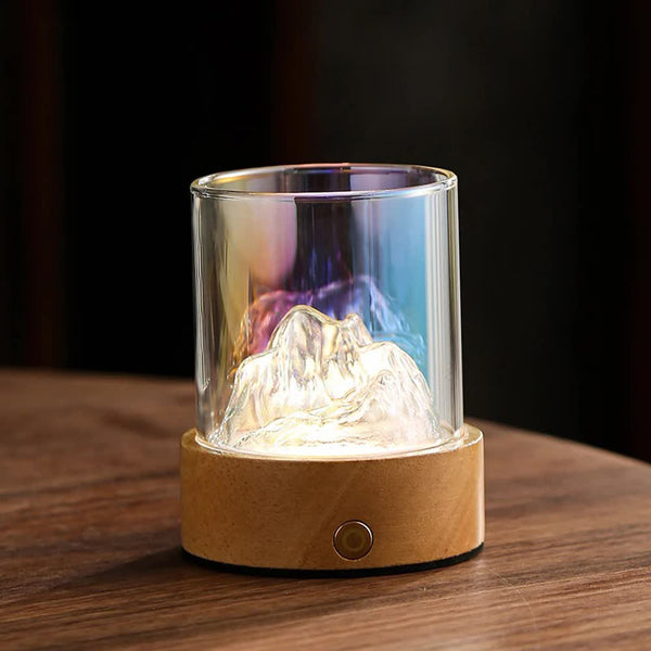 Multicolor Led Glass Night Light With Mountain Design Usb Rechargeable Night Lights