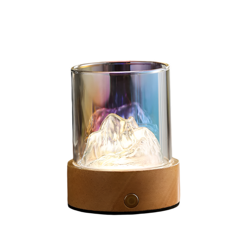 Multicolor Led Glass Night Light With Mountain Design Usb Rechargeable Night Lights