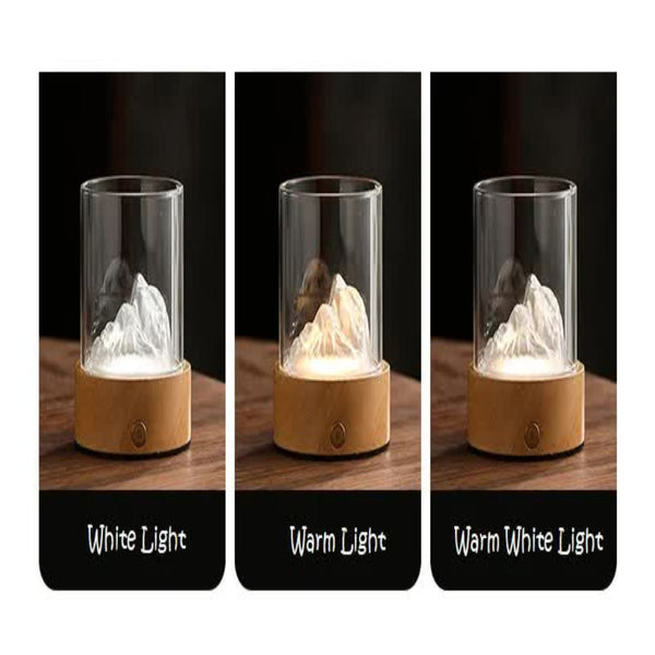 Multicolor Led Glass Night Light With Mountain Design Usb Rechargeable Night Lights