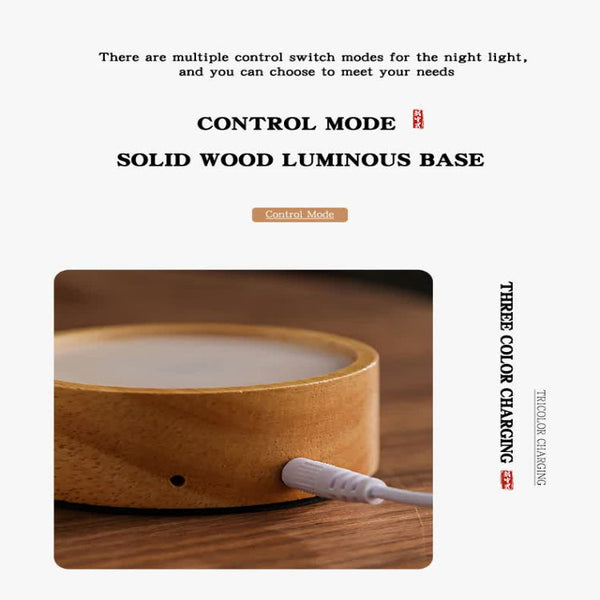 Elosung Pink Led Glass Night Light With Mountain Design Usb Rechargeable Night Lights