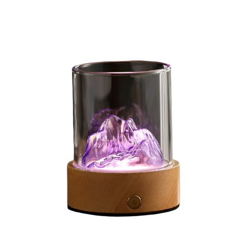 Purple Led Glass Night Light With Mountain Design Usb Rechargeable Night Lights