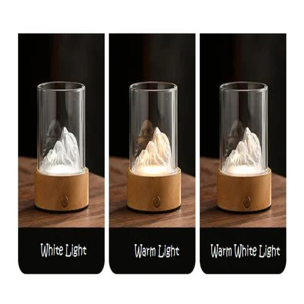 Purple Led Glass Night Light With Mountain Design Usb Rechargeable Night Lights