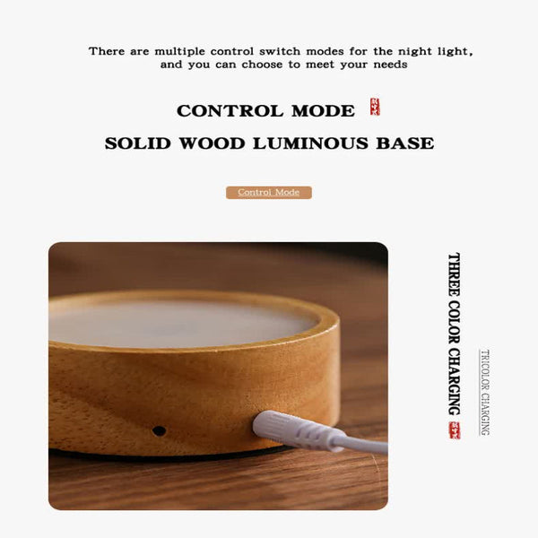 Purple Led Glass Night Light With Mountain Design Usb Rechargeable Night Lights