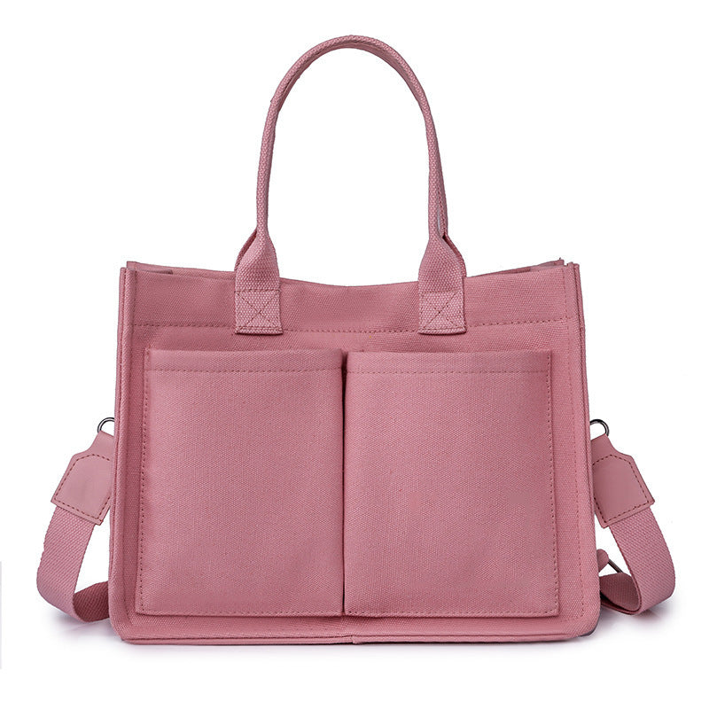 Elosung Pink Stylish Canvas Briefcase Tote Bag With Large Capacity For Women Women's Bags & Handbags