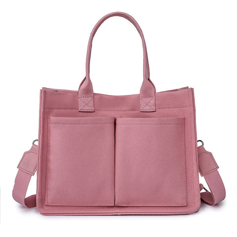 Elosung Pink Stylish Canvas Briefcase Tote Bag With Large Capacity For Women Women's Bags & Handbags