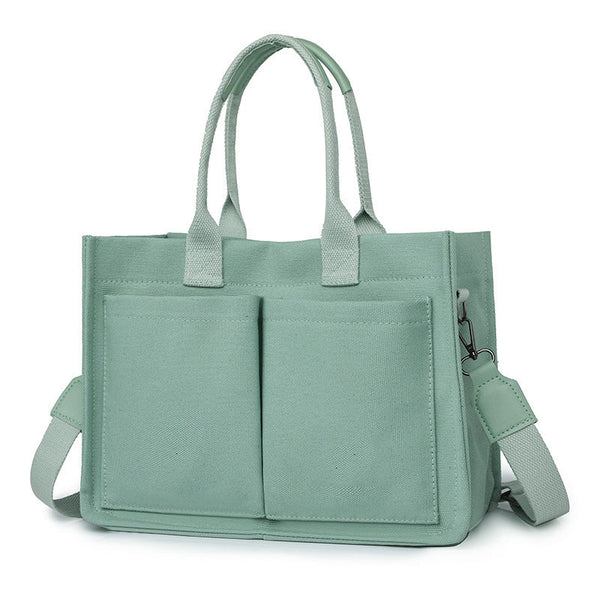 Green Stylish Canvas Briefcase Tote Bag With Large Capacity For Women Women's Bags & Handbags
