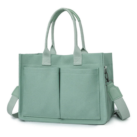 Green Stylish Canvas Briefcase Tote Bag With Large Capacity For Women Women's Bags & Handbags