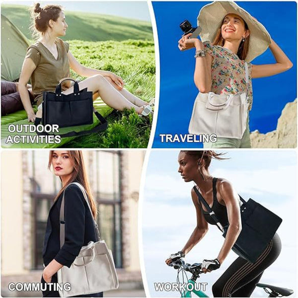 Green Stylish Canvas Briefcase Tote Bag With Large Capacity For Women Women's Bags & Handbags