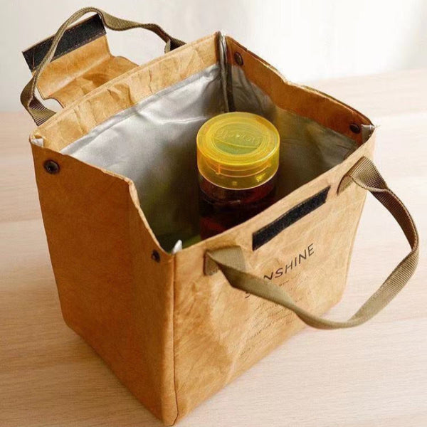 Elosung Beige Eco Friendly Insulated Lunch Bag With Handle Durable And Reusable Lunchboxes