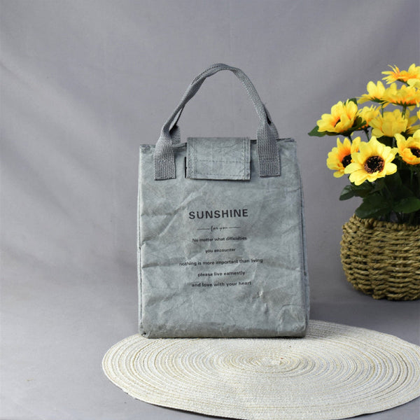Grey Eco Friendly Insulated Lunch Bag With Handle Durable And Reusable Lunchboxes & Bags