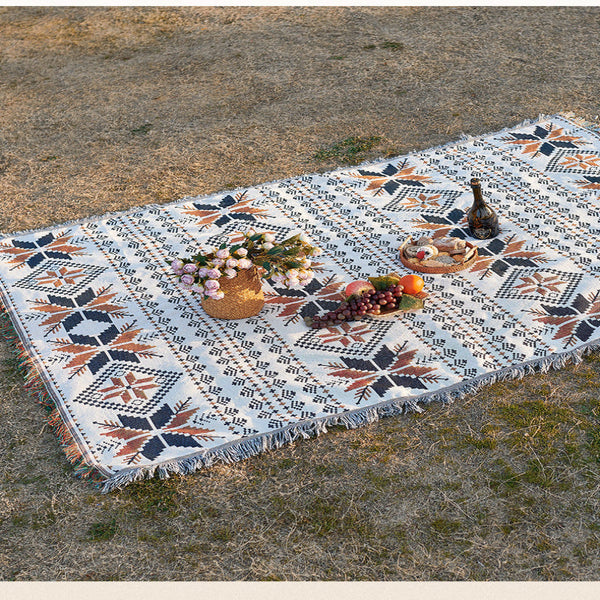 Lucky Cat Bohemian Style Outdoor Picnic Blanket 130X180cm Decorative Throw Picnic Accessories