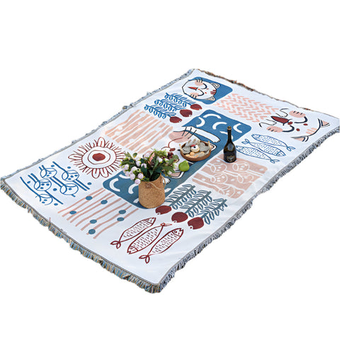 Elosung Colorful Graffiti Bohemian Style Outdoor Picnic Blanket 130*180Cm Decorative Throw Picnic Accessories