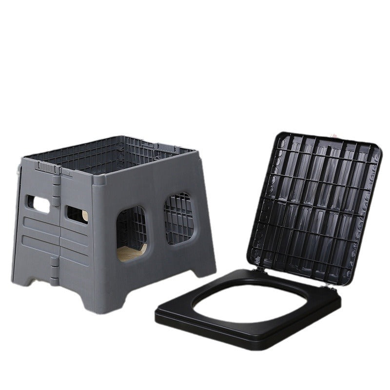 Grey Folding Outdoor Toilet With Lid Heavy Duty 150Kg Capacity Portable Toilets & Accessories