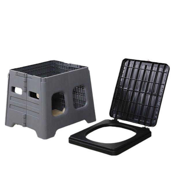 Grey Folding Outdoor Toilet With Lid Heavy Duty 150Kg Capacity Portable Toilets & Accessories