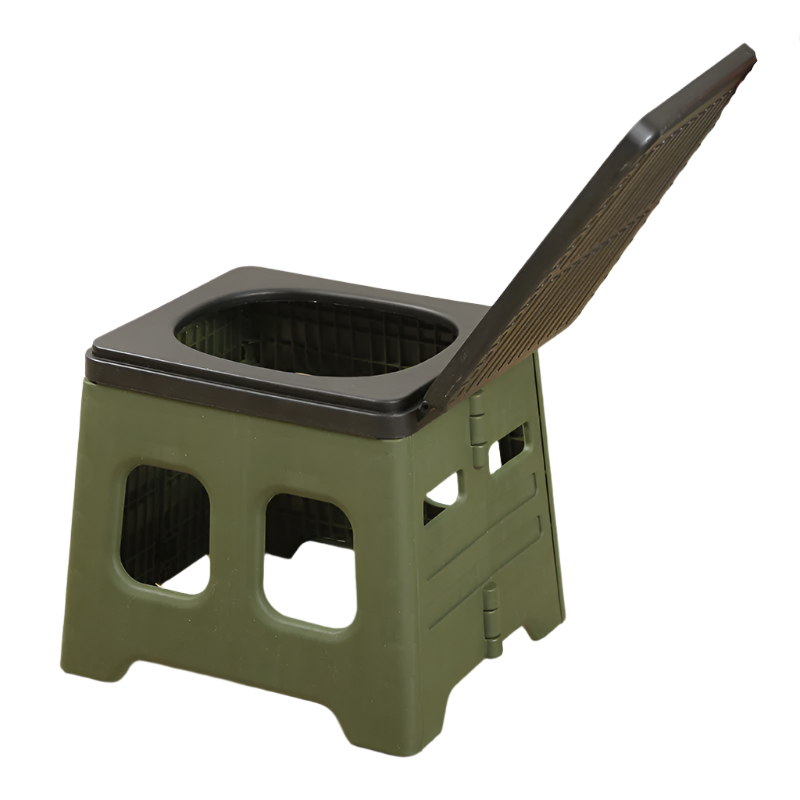 Green Folding Outdoor Toilet With Lid Heavy Duty 150Kg Capacity Portable Toilets & Accessories