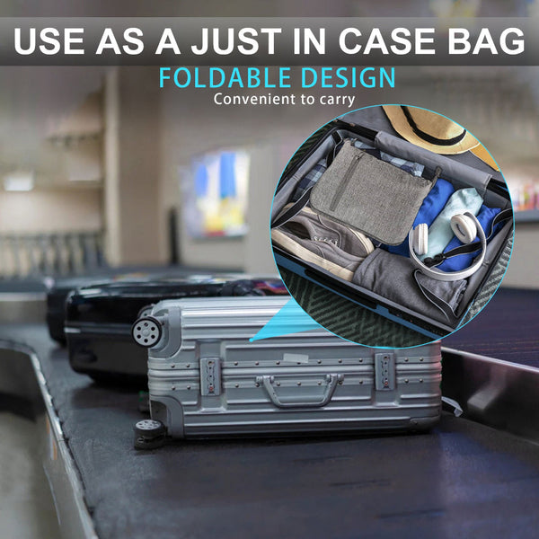 Elosung Grey Large Foldable Travel Duffel Bag With Shoe Compartment And Carry Pouch Lightweight Durable Spacious Duffle Bags