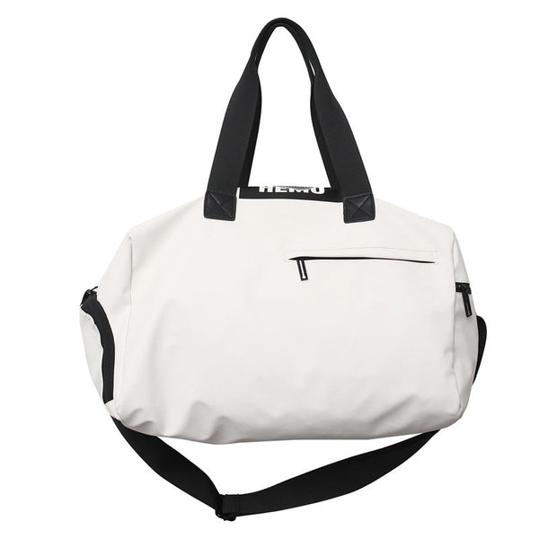 White Durable Pu Leather Sports Gym Bag Waterproof Lightweight Travel Duffle With Adjustable Strap Gym Bags
