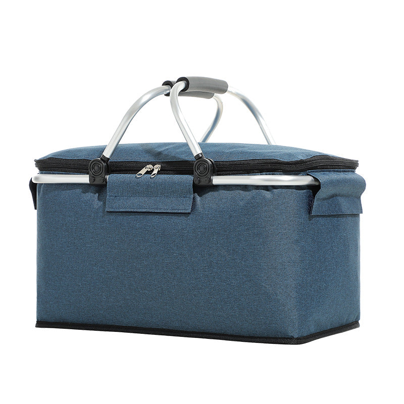 Elosung Nevy Blue Aluminum Foil Insulated Picnic Basket With Zipper Lid 40X20x23cm Picnic Accessories