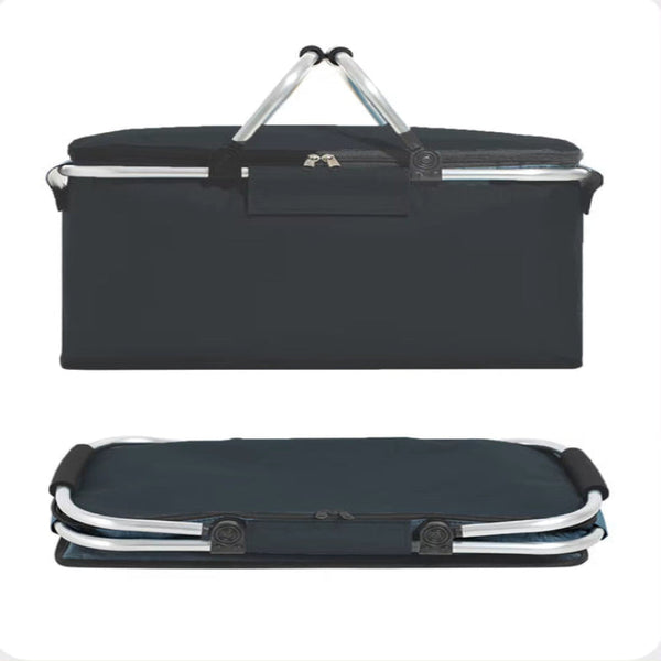 Green Leaves Aluminum Foil Insulated Picnic Basket With Zipper Lid 40X20x23cm Picnic Baskets & Backpacks