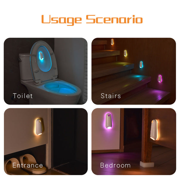 Led Motion Sensor Toilet Night Light 8 Color Glow With Modern Design Night Lights