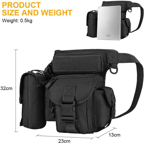 Black Outdoor Tactical Military Leg Bag Durable Multi Pocket Utility Waist Pack Waist Packs & Bags