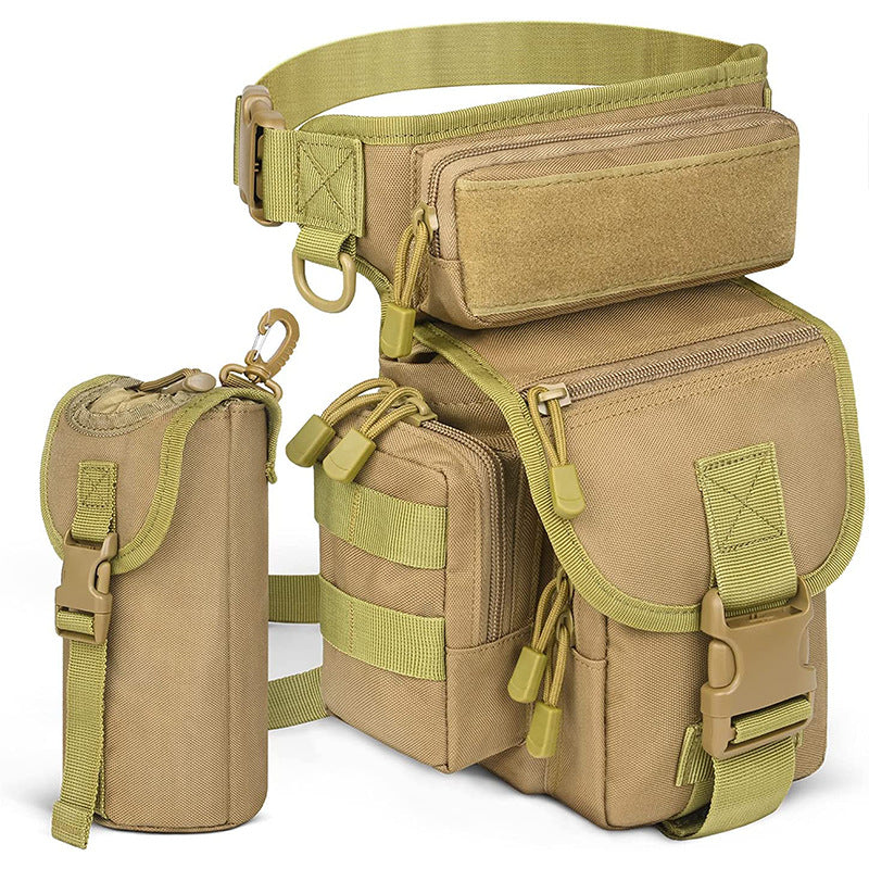 Elosung Beige Outdoor Tactical Military Leg Bag Durable Multi Pocket Utility Waist Pack Waist Packs & Bags