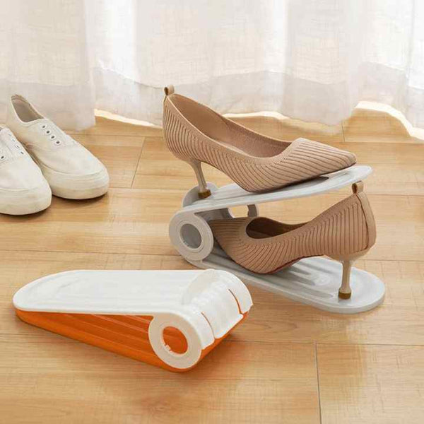 Elosung 2 Pcs Orange Shoe Slot Organizer Space Saving Storage Solution For Closet And Shelf Shoe Organisers