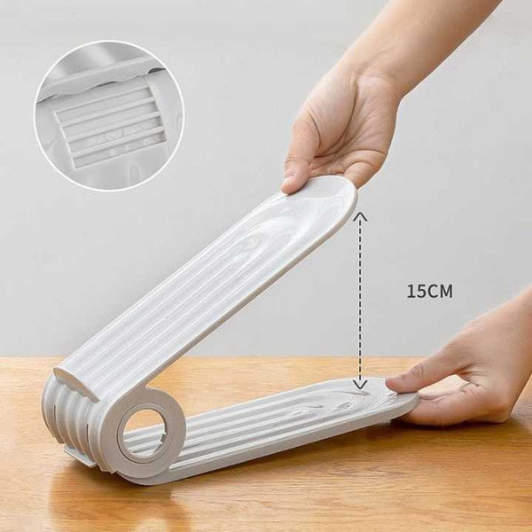 Elosung 2 Pcs Grey Shoe Slot Organizer Space Saving Storage Solution For Closet And Shelf Shoe Organisers