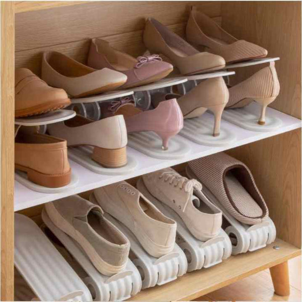 Elosung 2 Pcs Grey Shoe Slot Organizer Space Saving Storage Solution For Closet And Shelf Shoe Organisers
