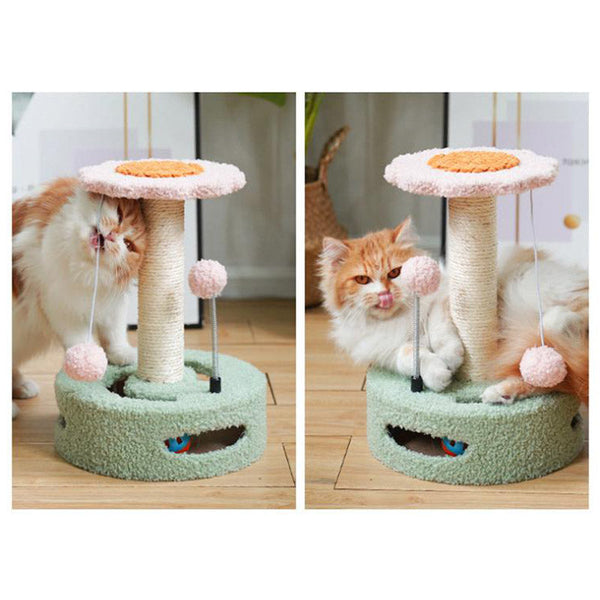 Elosung Strawberries Interactive Cat Scratching Post With Playful Ball Toys Flower Design 35Cm Height 26Cm Base Furniture & Scratchers