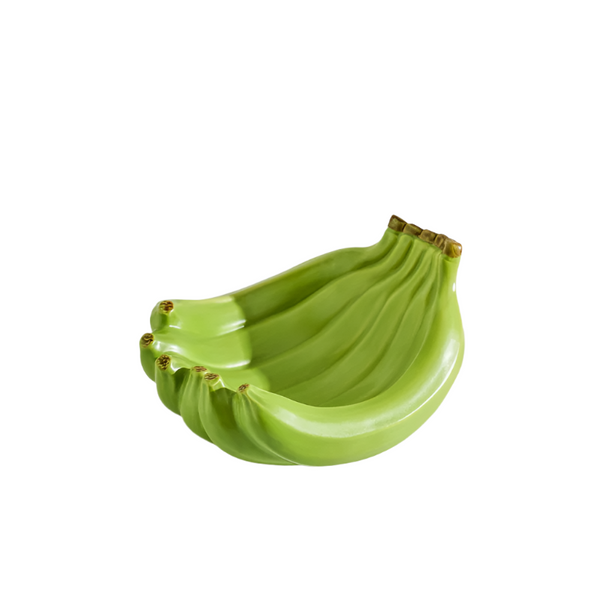 Green Ceramic Banana Shaped Fruit Plate Decorative And Functional Storage Tray Trays