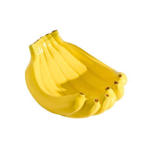 Elosung Yellow Ceramic Banana Shaped Fruit Plate Decorative Functional Storage Tray Trays