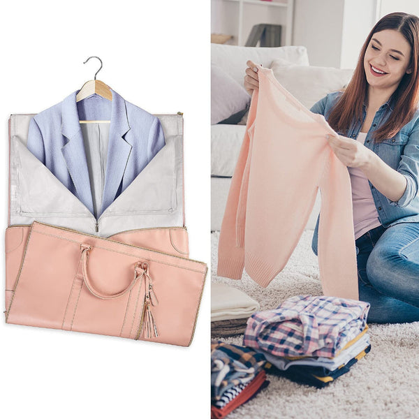 Bags Elosung Black Stripe Convertible Garment Duffel Bag With Leather Accents Travel Weekender For Suits And Dresses