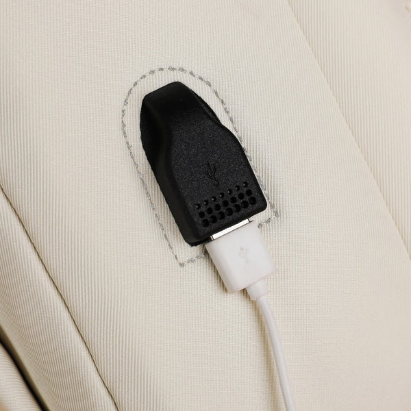 Beige Minimalist Usb Charging Laptop Backpack Elegant And Spacious Travel Bag Laptop Cases & Bags