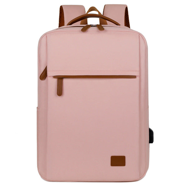 Elosung Pink Minimalist Usb Charging Laptop Backpack Elegant And Spacious Travel Bag Laptop Cases & Bags