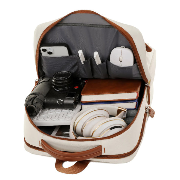 Grey Minimalist Usb Charging Laptop Backpack Elegant And Spacious Travel Bag Laptop Cases & Bags