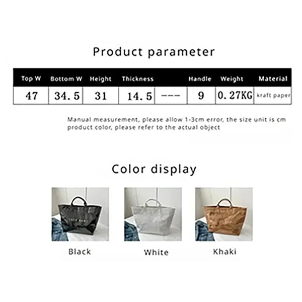 Elosung Black Trendy Waterproof Tote Bag Lightweight And Durable Carryall Women's Bags & Handbags