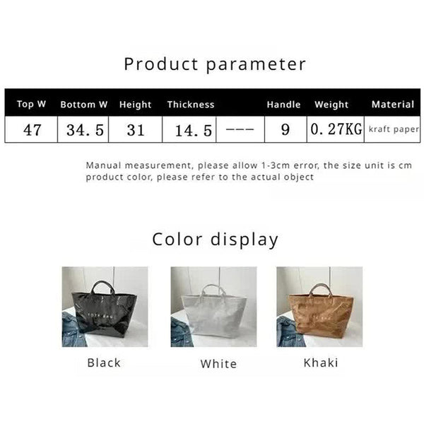 Elosung Silver Trendy Waterproof Tote Bag Lightweight And Durable Carryall Women's Bags & Handbags