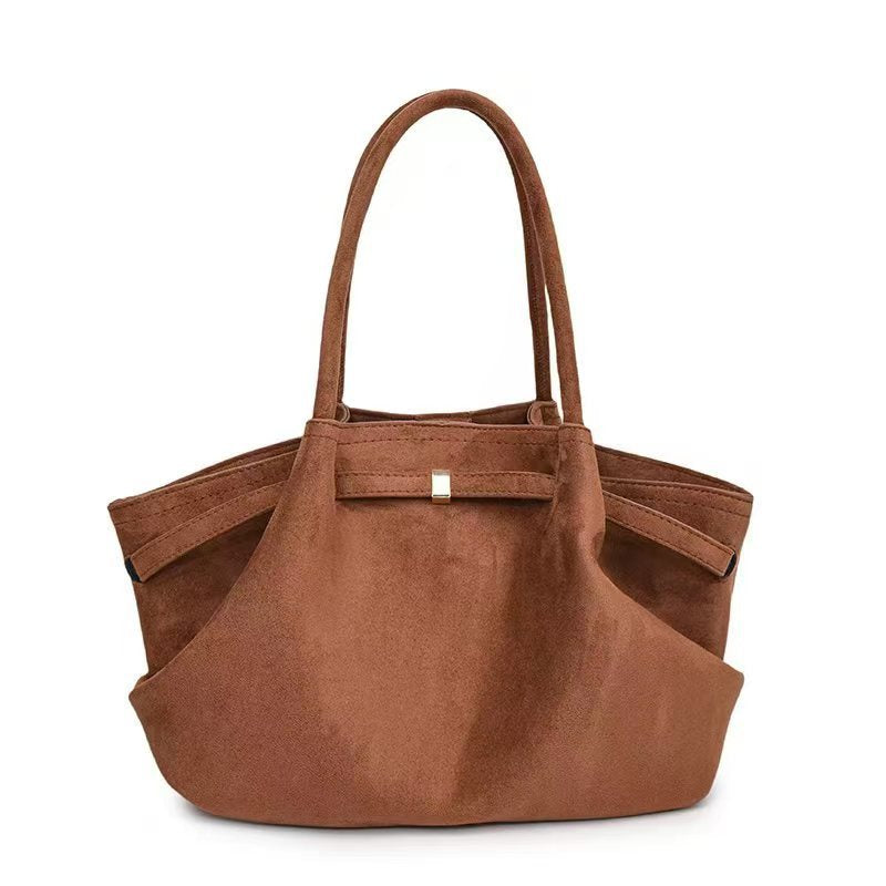 Elosung Dark Brown Elegant Suede Tote Bag Soft And Stylish Handbag For Everyday Use Women's Bags & Handbags