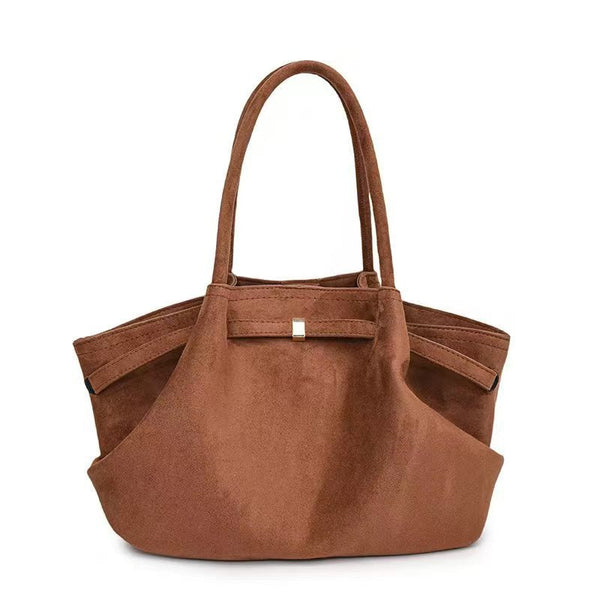 Elosung Dark Brown Elegant Suede Tote Bag Soft And Stylish Handbag For Everyday Use Women's Bags & Handbags