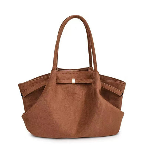 Elosung Dark Brown Elegant Suede Tote Bag Soft And Stylish Handbag For Everyday Use Women's Bags & Handbags