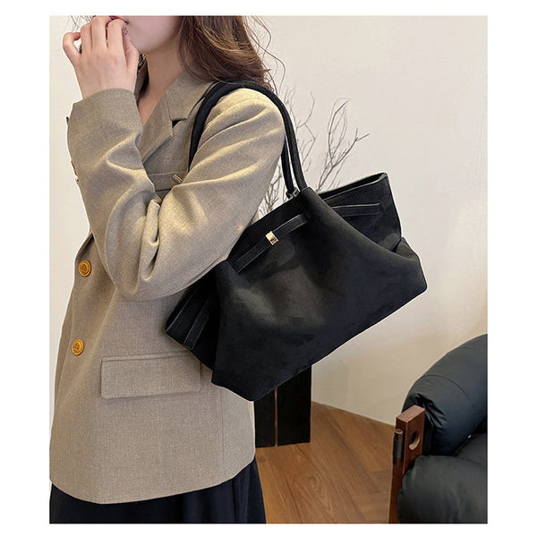 Elosung Dark Brown Elegant Suede Tote Bag Soft And Stylish Handbag For Everyday Use Women's Bags & Handbags