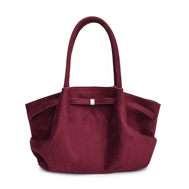 Elosung Purple Red Elegant Suede Tote Bag Soft And Stylish Handbag For Everyday Use Women's Bags & Handbags