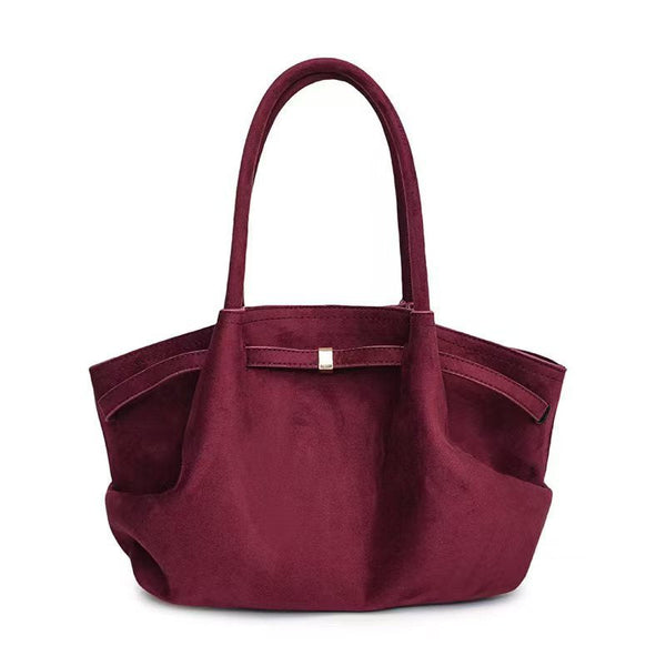 Elosung Purple Red Elegant Suede Tote Bag Soft And Stylish Handbag For Everyday Use Women's Bags & Handbags
