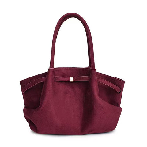 Elosung Purple Red Elegant Suede Tote Bag Soft And Stylish Handbag For Everyday Use Women's Bags & Handbags