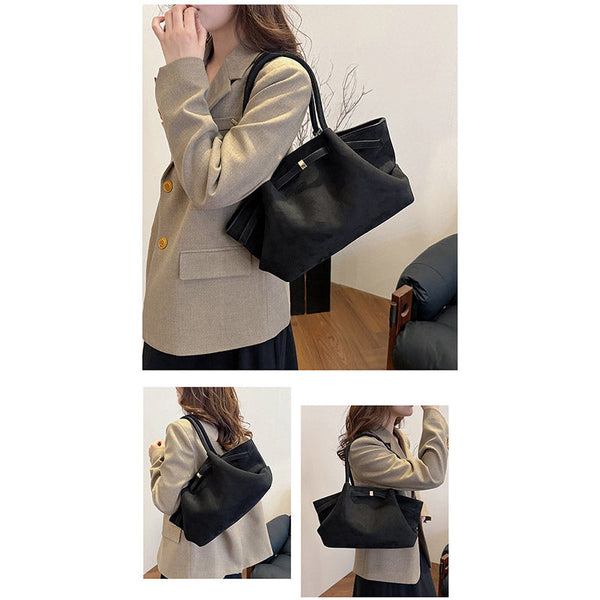 Elosung Purple Red Elegant Suede Tote Bag Soft And Stylish Handbag For Everyday Use Women's Bags & Handbags