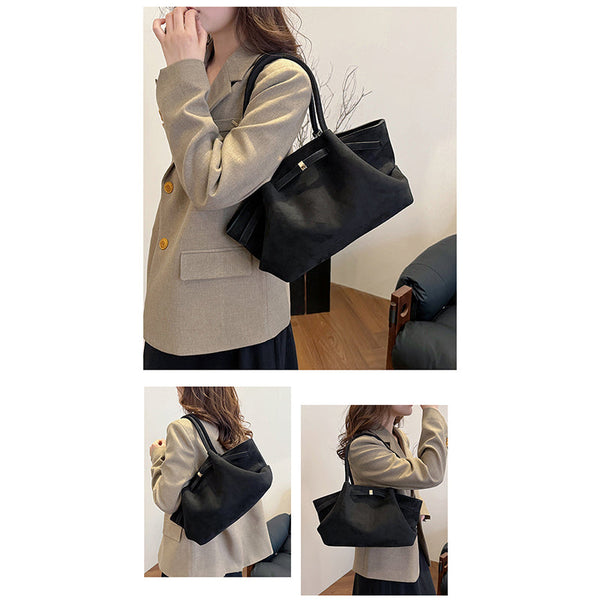 Elosung Black Elegant Suede Tote Bag Soft And Stylish Handbag For Everyday Use Women's Bags & Handbags