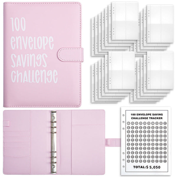 Pink 100 Day Savings Challenge Cash Binder With Tracker And Refillable Notebook Personal Organisers