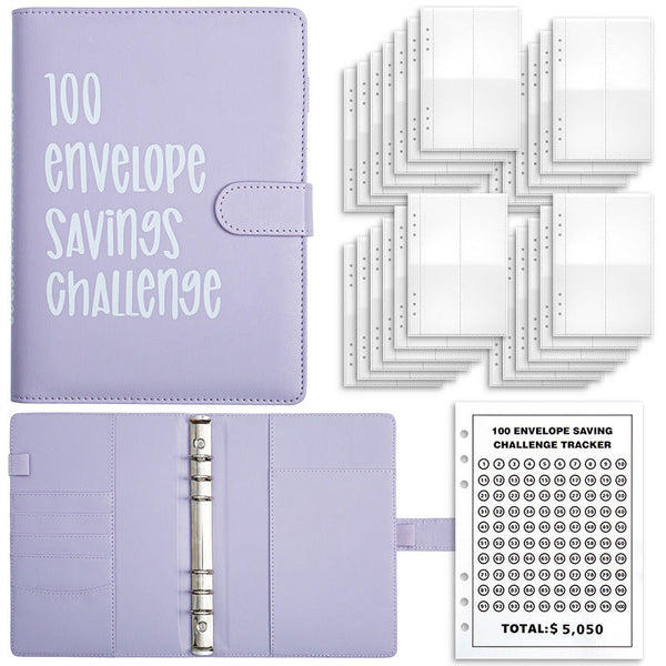 Pink 100 Day Savings Challenge Cash Binder With Tracker And Refillable Notebook Personal Organisers
